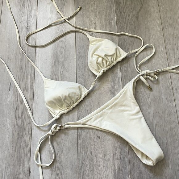 Monday Swimwear Other - Monday Swimwear Bikini palma top cheeky side tie womens Cream (small) minimalist